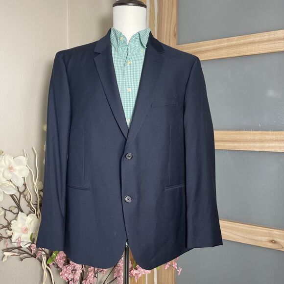 THE BLK TUX 46XS Tollegno 1900 Suit Jacket Men's Blazer Blue 100% Merino Wool - Picture 1 of 13